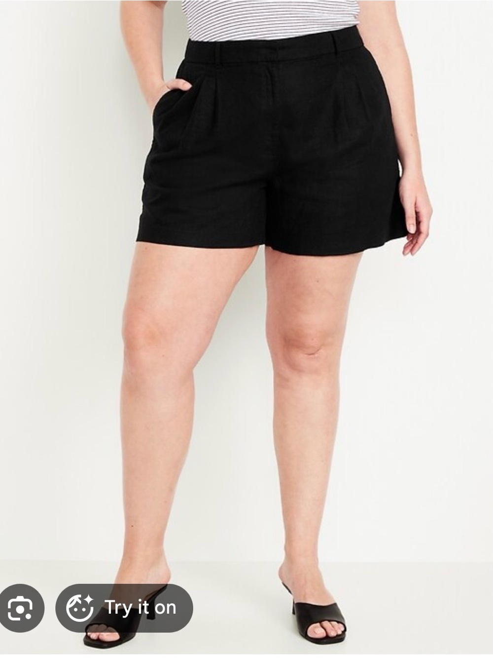 Extra High-Waisted Linen-Blend Taylor
Trouser Shorts -- 5-inch inseam